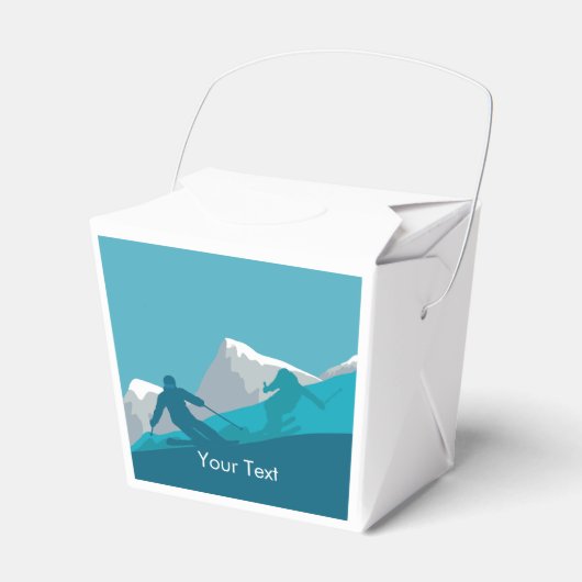 雪の山のアルパインスキーヤーパーソナライズされた フェイバーボックス (正面サイド)