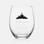 雪の山のピーク宛先の結婚式の好意 ステムなしワイングラス (正面)