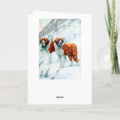 雪の山の上のサンベルナルズイラストレーション カード (裏面)