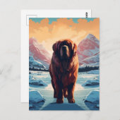 雪の山の中のチベットのマスティフ ポストカード (正面/裏面)