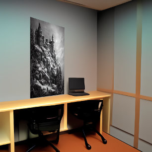 雪の山の城   AIアートポスター ポスター