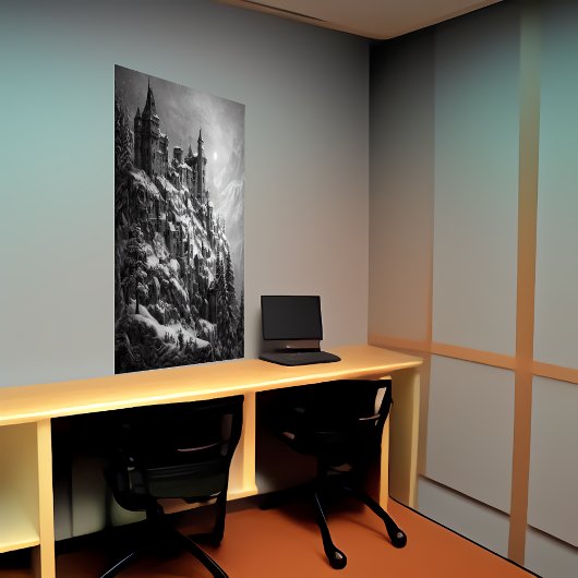 雪の山の城 | AIアートポスター ポスター