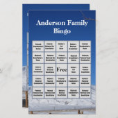 雪の山の家族の名前と写真ビンゴゲーム 便箋 (正面/裏面)