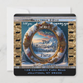雪の山の平和な毎年恒例のクリスマスパーティー 招待状 (正面)