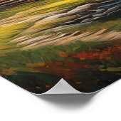 雪の山の木のキャビン ポスター (角)