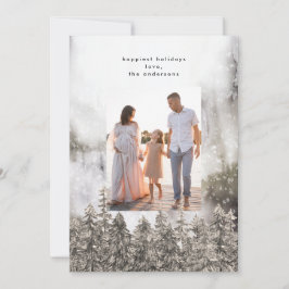 雪の山の木クリスマスホリデーフォトカード シーズンカード