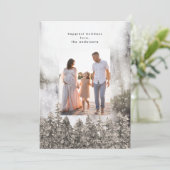 雪の山の木クリスマスホリデーフォトカード シーズンカード (スタンド正面)