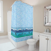 雪の山の湖キャップ シャワーカーテン (インサイチュ)