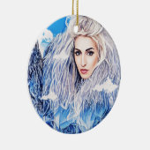 雪の山の白い魔女抽象芸術 セラミックオーナメント (右)