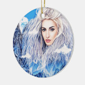 雪の山の白い魔女抽象芸術 セラミックオーナメント (左)