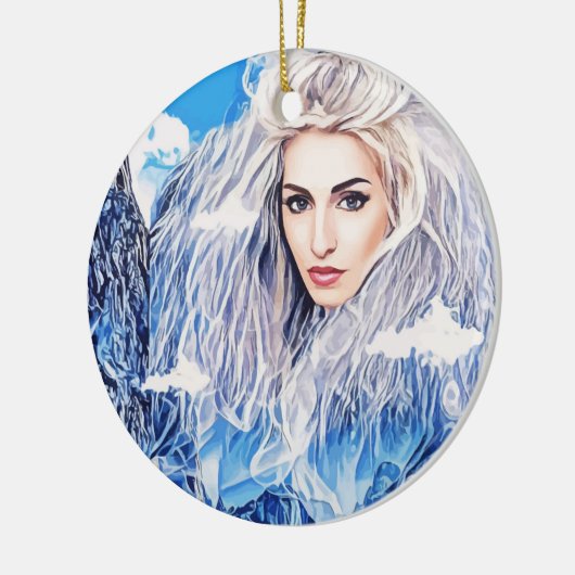 雪の山の白い魔女抽象芸術 セラミックオーナメント (左)