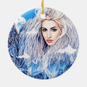 雪の山の白い魔女抽象芸術 セラミックオーナメント (裏面)
