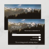 雪の山の結婚式 出席確認カード 招待状 (正面/裏面)
