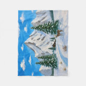 雪の山の谷のブランケット フリースブランケット (正面)