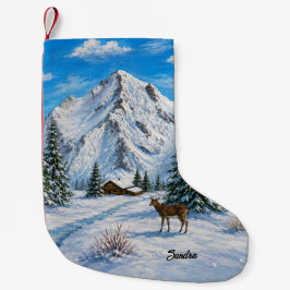 雪の山の谷間 スモールクリスマスストッキング