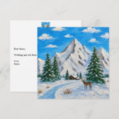 雪の山の谷間 フラットカード シーズンカード (正面/裏面)
