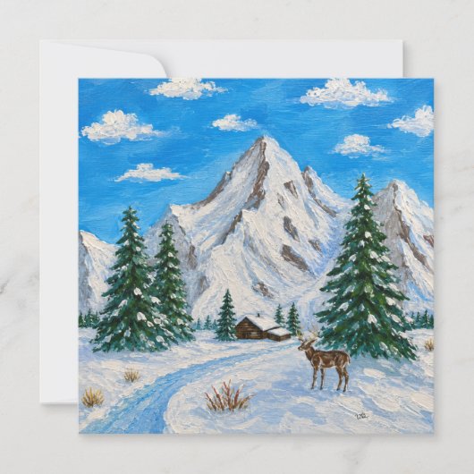 雪の山の谷間 フラットカード シーズンカード (正面)