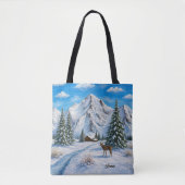 雪の山の谷 トートバッグ (正面)