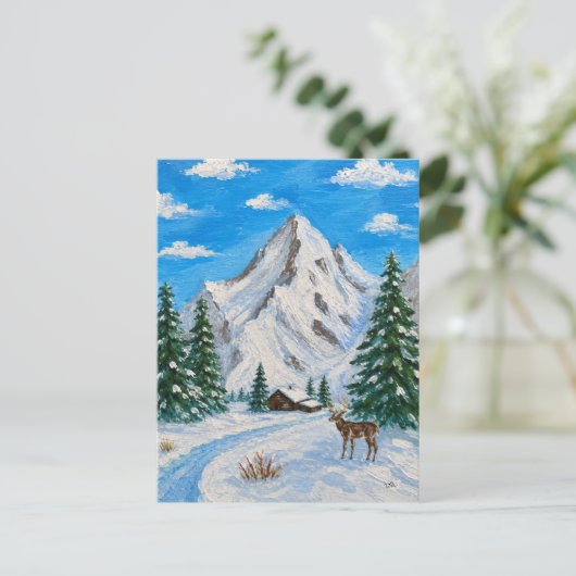 雪の山の谷 ポストカード (スタンド正面)