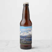 雪の山の風景パーソナライズされた ビールラベル (正面)