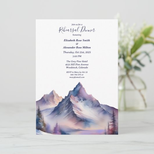 雪の山の風景リハーサルディナー覆われた 招待状 (スタンド正面)