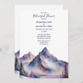 雪の山の風景リハーサルディナー覆われた 招待状 (正面/裏面)