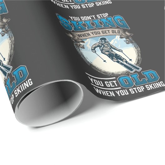 雪の山ストップの古いスキーヤーをスキーしてはいけない ラッピングペーパー (ロールコーナー)