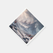 雪の山景色 スタンダードカクテルナプキン (角)