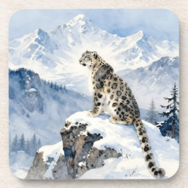雪の峰に佇むユキヒョウ コースター