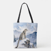 雪の峰に佇むユキヒョウ トートバッグ (裏面)