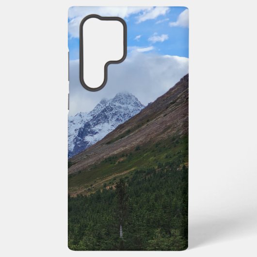 雪の峰のある山間の谷の風景 SAMSUNG GALAXYケース (裏面)