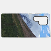 雪の峰のある山間の谷の風景 SAMSUNG GALAXYケース (裏面横)