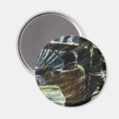 雪の嵐の中で働くビンテージの電気技師 マグネット (正面/裏面)