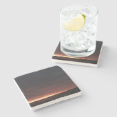 雪の嵐の前の日の出 ストーンコースター (横)