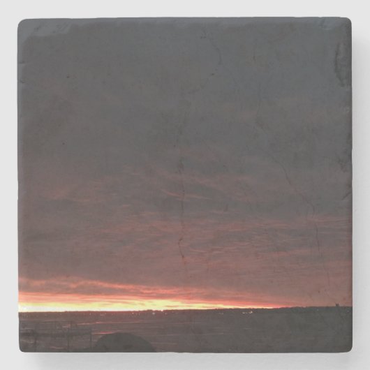 雪の嵐の前の日の出 ストーンコースター (正面)