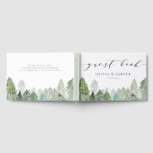 雪の常緑森林台本の冬の結婚式 ゲストブック (全面)