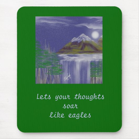 雪の帽子夜 マウスパッド (正面)