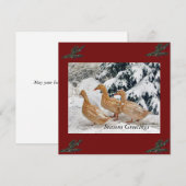 雪の平原での3羽のあひるのパレード ホリデーカード (正面/裏面)