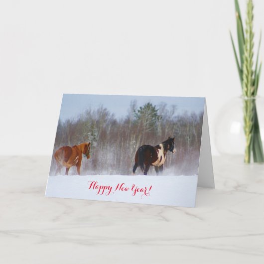 雪の年賀状の馬 シーズンカード (正面)