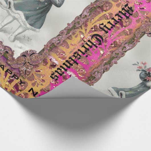 雪の幸せな女の子のビクトリア時代の人IV ラッピングペーパー (角)