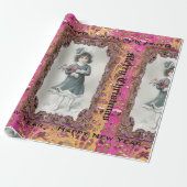 雪の幸せな女の子のビクトリア時代の人IV ラッピングペーパー (アンロールド)