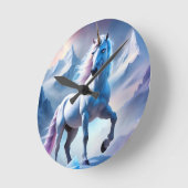 雪の幻想世界に佇む魅惑のユニコーン ラウンド壁時計 (傾斜)
