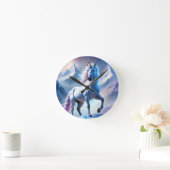 雪の幻想世界に佇む魅惑のユニコーン ラウンド壁時計 (ホーム)