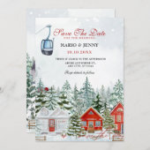 雪の幻想的な世界でのウェディング セーブザデート (正面/裏面)
