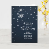 雪の弟モダンと家族メリークリスマス カード (黄色い花)