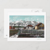 雪の後の町と山の春 ポストカード (正面/裏面)