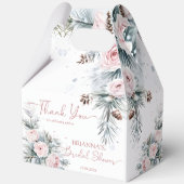 雪の恋と雪の松の木の冬のブライダルシャワー フェイバーボックス (正面)