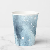 雪の恋に酔う　雪の松の木の冬のブライズシャワー 紙コップ (裏面)