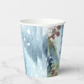 雪の恋に酔う　雪の松の木の冬のブライズシャワー 紙コップ (右)