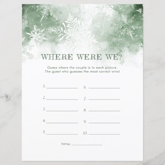 雪の恋のどこにいると我々のブライダルシャワーゲーム (正面)